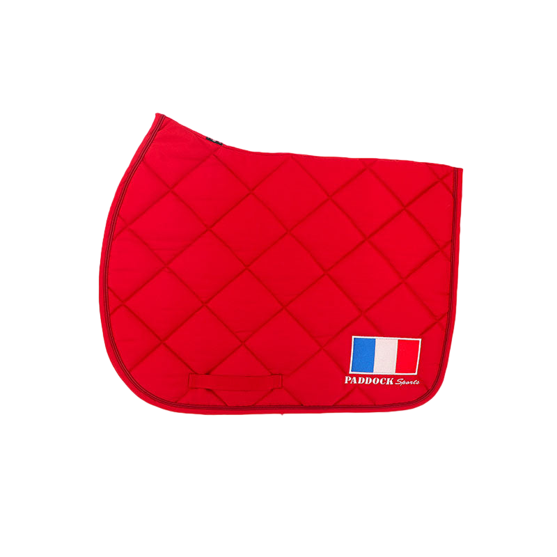 Paddock Sports - Tapis de selle Prems rouge logo France | - Ohlala