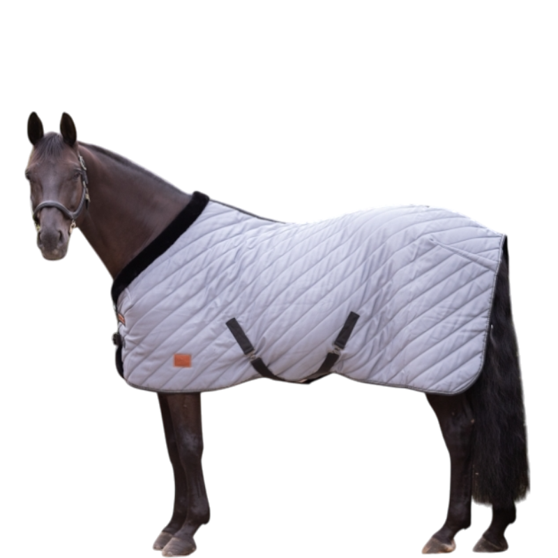Paddock Sports - Couverture d'écurie Diagonal gris/ noir 200g