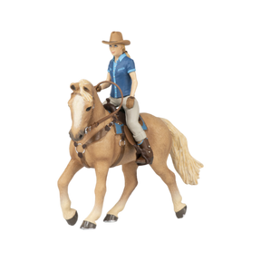 Papo - Cheval western et sa cavalière beige | - Ohlala