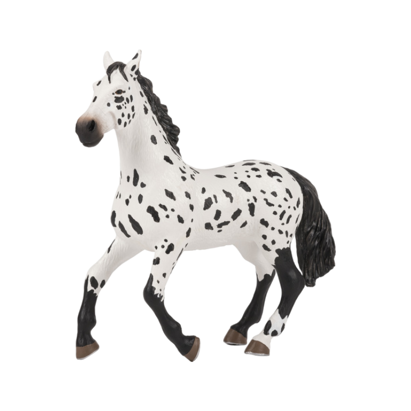 Papo - Grand cheval Appaloosa noir et blanc | - Ohlala