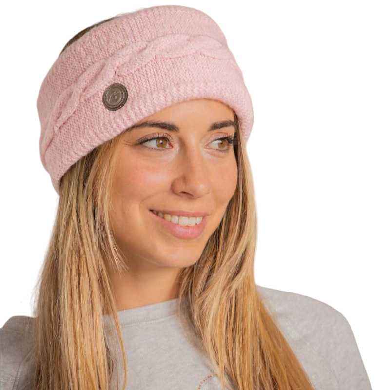 Pénélope - Bandeau tricoté femme Mel rose pale