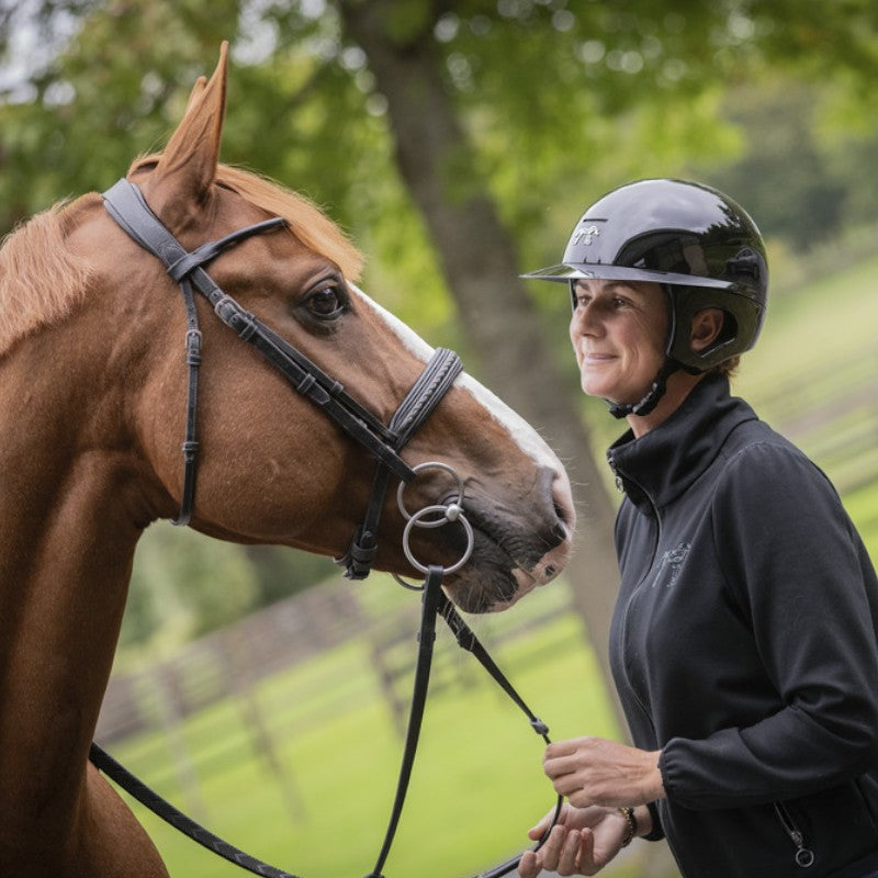 Pénélope - Casque d'équitation visière polo noir brillant Pénélope X Freejump