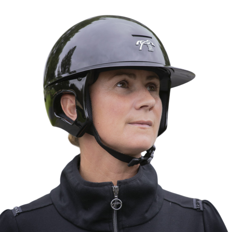 Pénélope - Casque d'équitation visière polo noir brillant Pénélope X Freejump