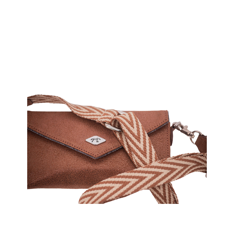 Pénélope - Telefoontas New Phone Pocket cognac glitter