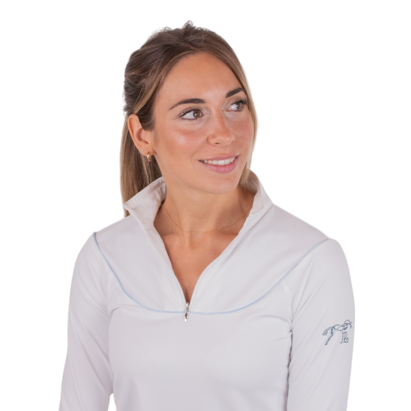 Pénélope - Polo de concours manches longues femme Toscane blanc