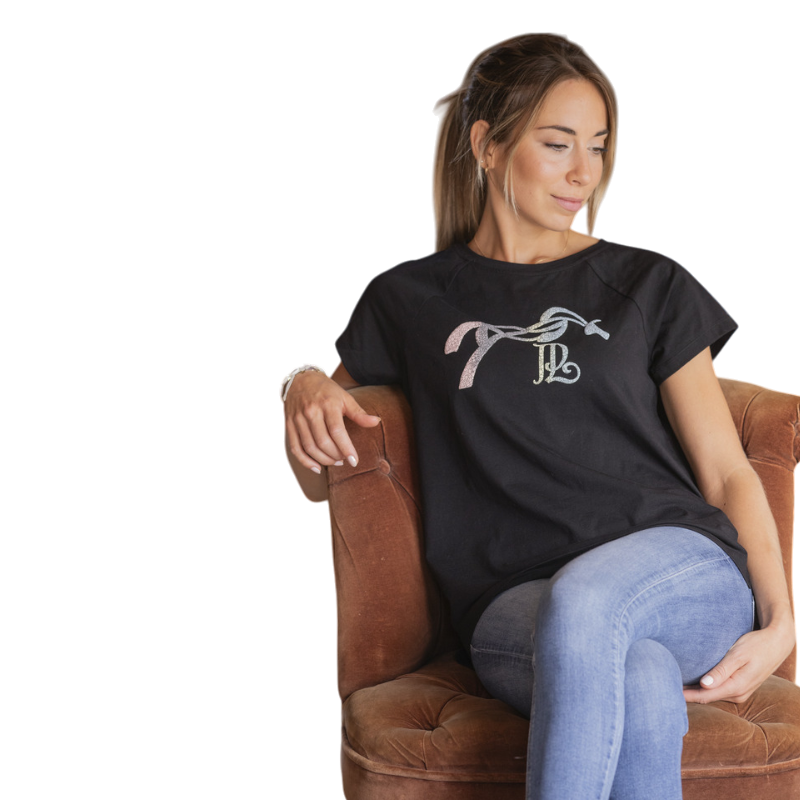 Pénélope - T-shirt manches courtes femme Funky noir