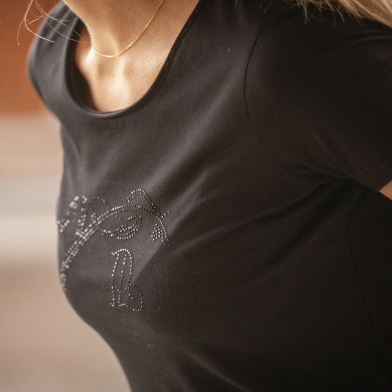 Pénélope - T-shirt manches courtes femme Iconic Strass noir