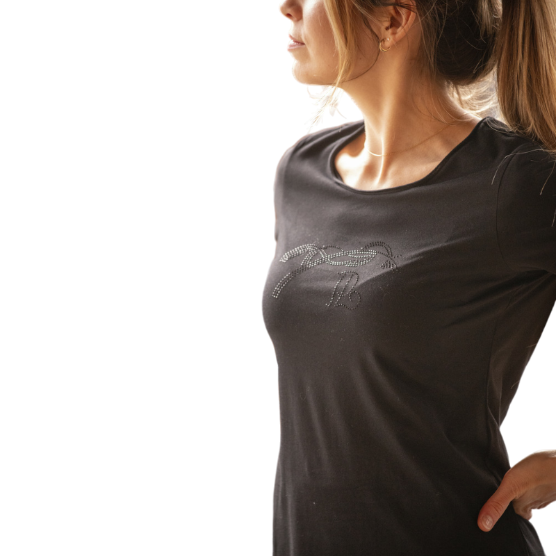 Pénélope - T-shirt manches courtes femme Iconic Strass noir