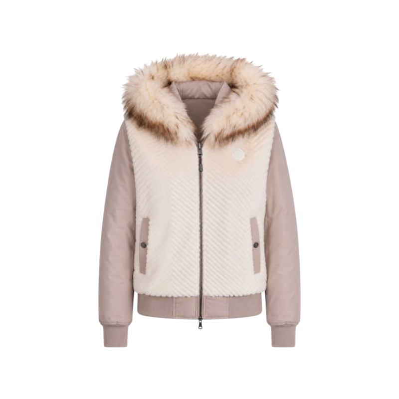 Pénélope - Blouson manches longues réversible femme Lyon taupe/ écru