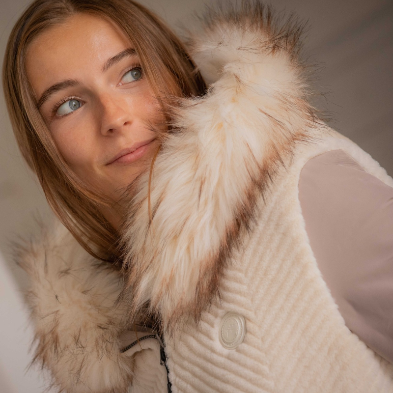 Pénélope - Blouson manches longues réversible femme Lyon taupe/ écru