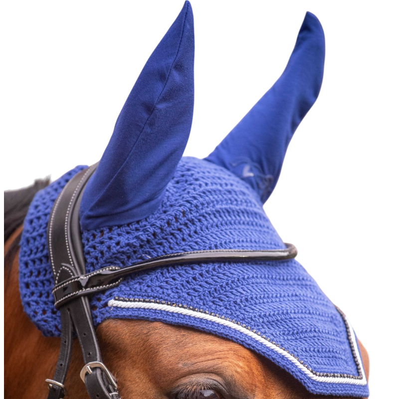 Pénélope - Bonnet pour chevaux Diamant bleu roi/blanc
