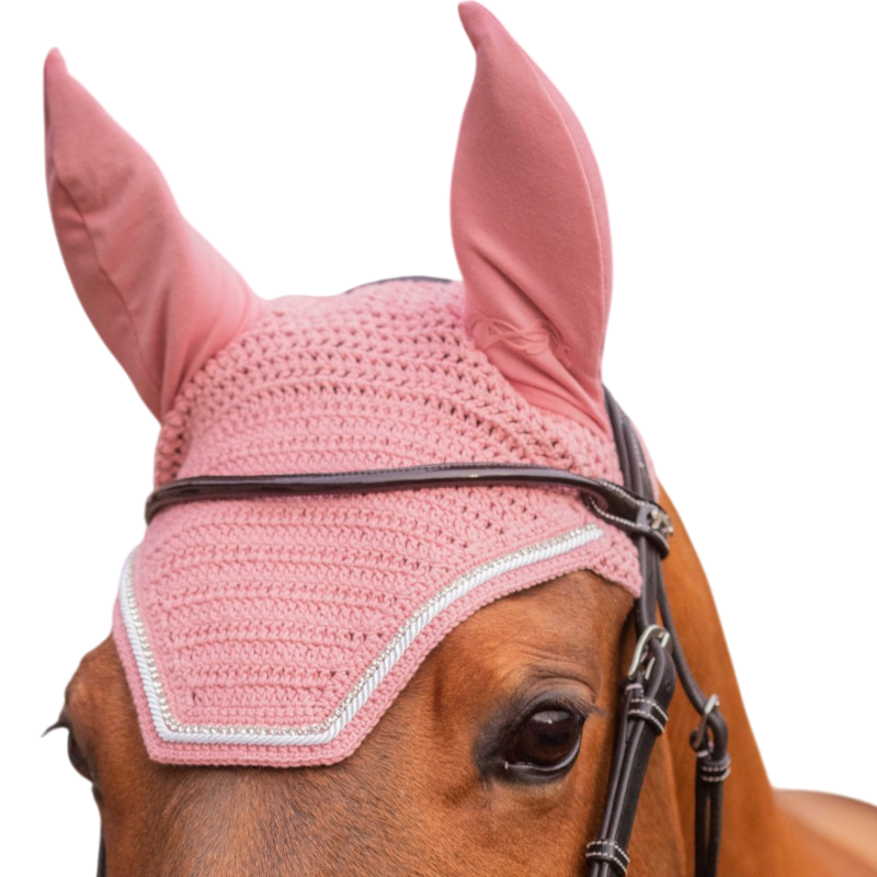 Pénélope - Bonnet pour chevaux Diamant vieux rose/blanc