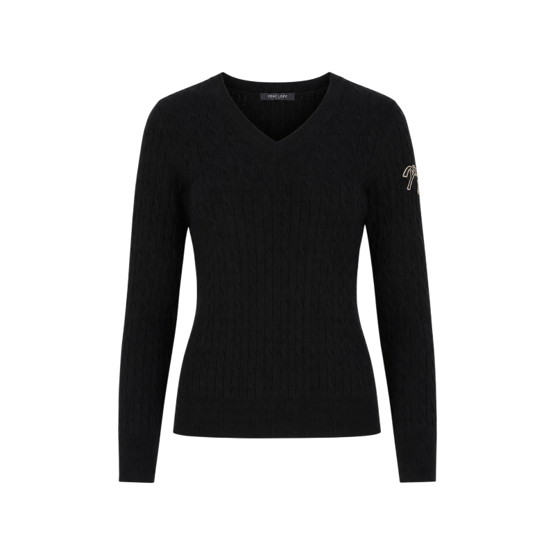 Pénélope - Pull manches longues col en V femme Virgile noir