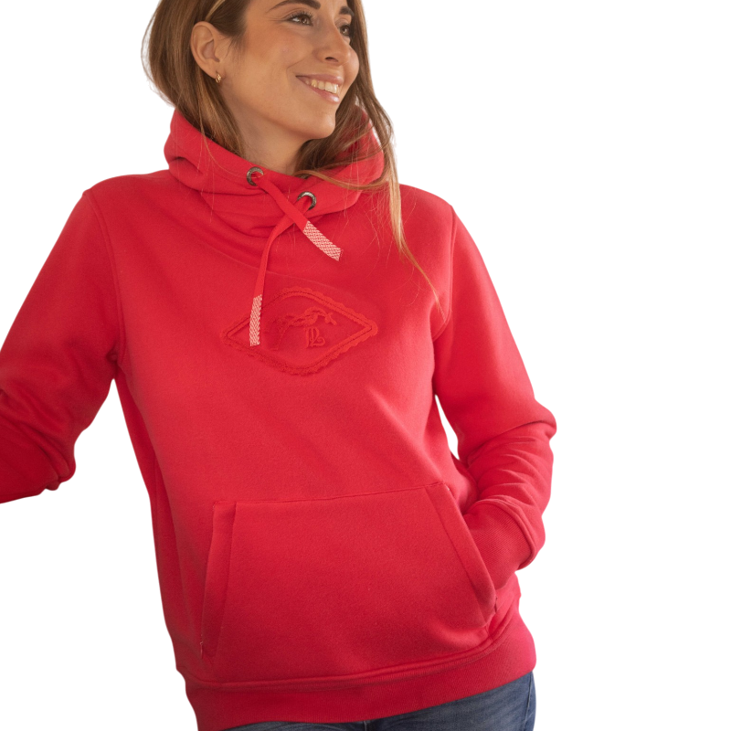 Pénélope - Sweat à capuche femme Louison rouge fluo