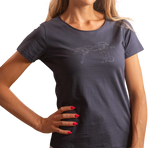 Pénélope - Dames T-shirt korte mouwen Iconic strass marine