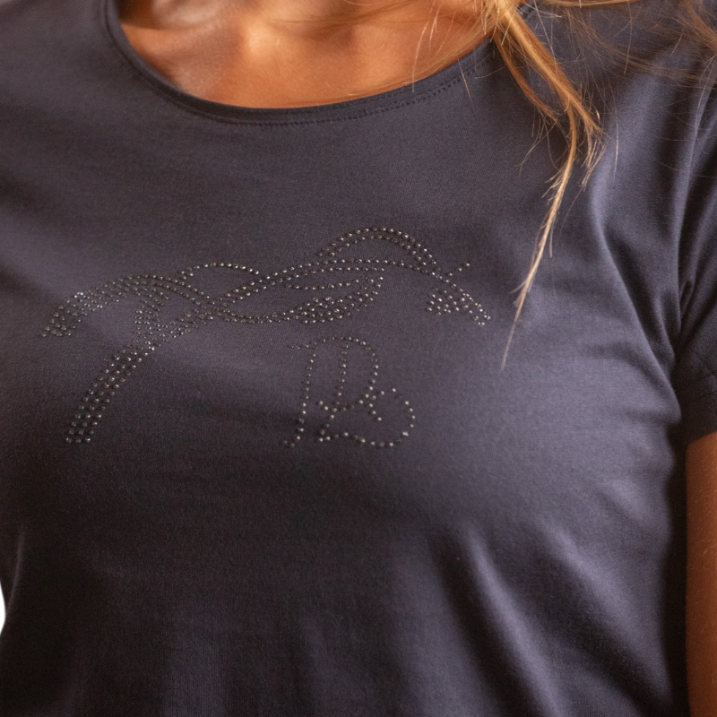 Pénélope - Dames T-shirt korte mouwen Iconic strass marine