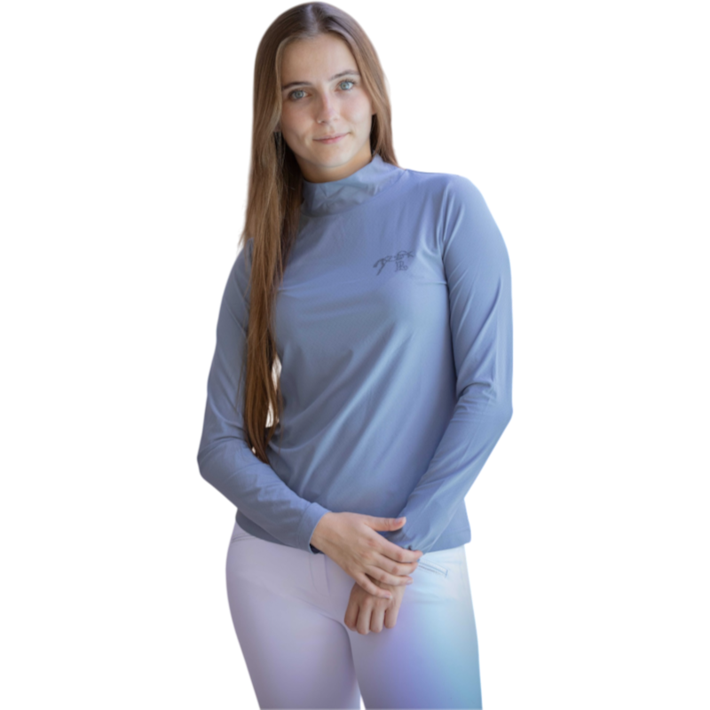 Pénélope - T-shirt technique manches longues femme Charlotte bleu-gris