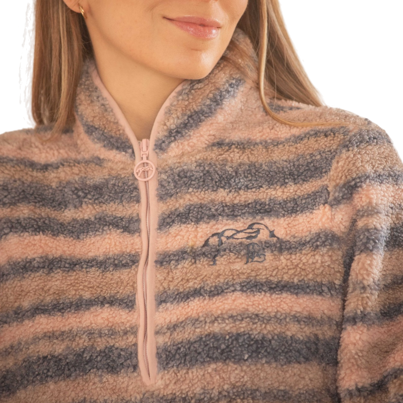 Pénélope - Veste manches longues polaire femme Opaline rose / gris