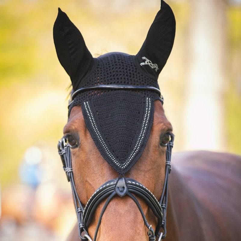 Pénélope Store - Bonnet pour chevaux long Strass noir | - Ohlala