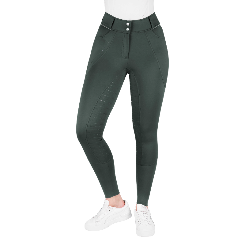 Equithème - Pantalon d'équitation femme Elsa Je t'aime kaki | - Ohlala