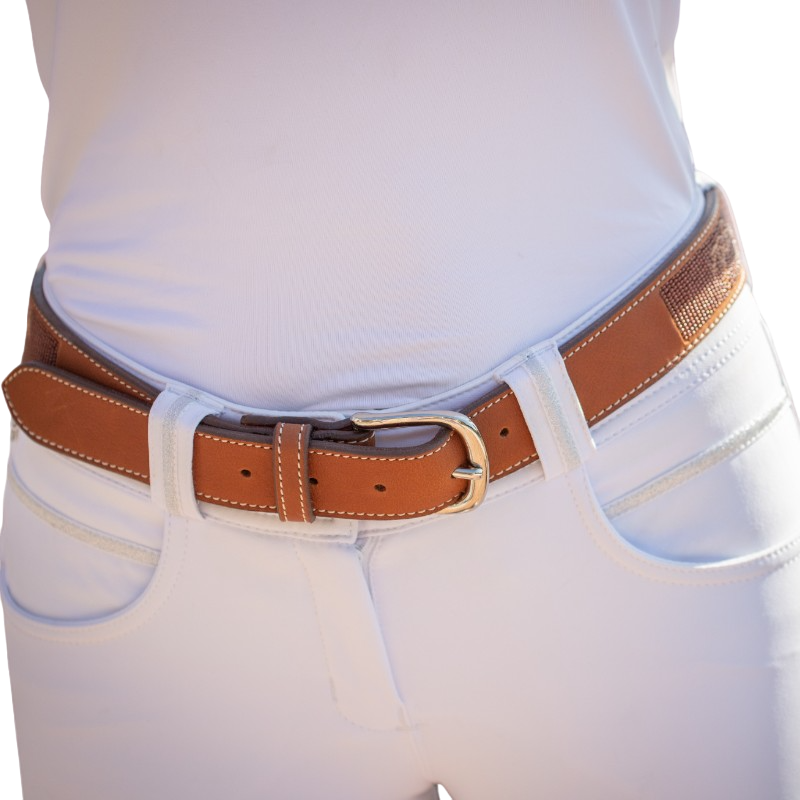 Pénélope - Ceinture femme Pearlog cognac/ caramel