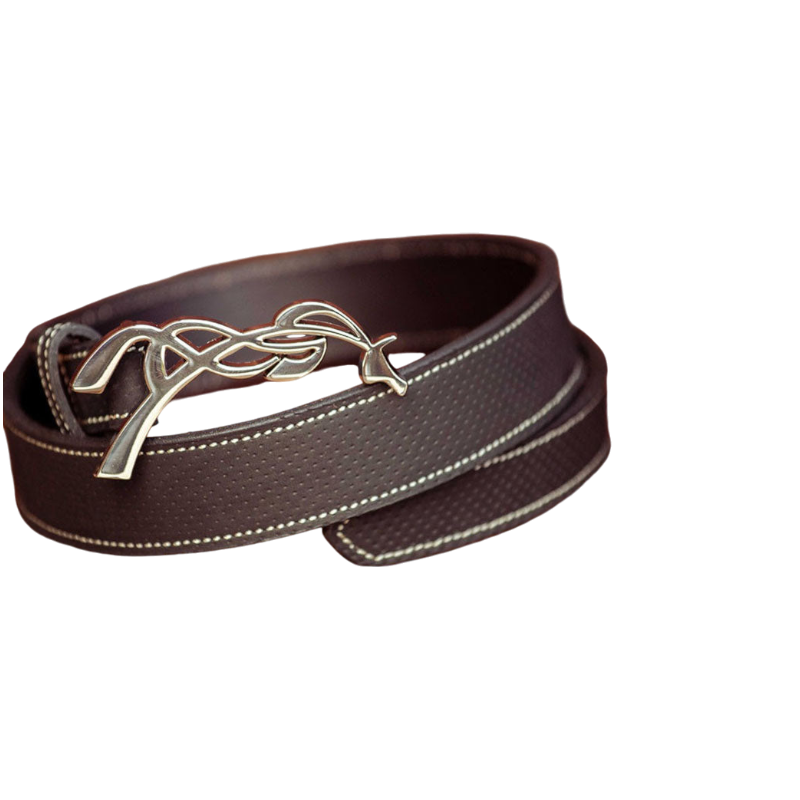 Pénélope - Ceinture femme Signature cuir perforé noir