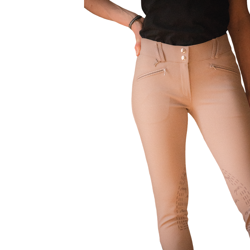 Pénélope - Pantalon d'équitation femme Rocky taupe taille mi-haute