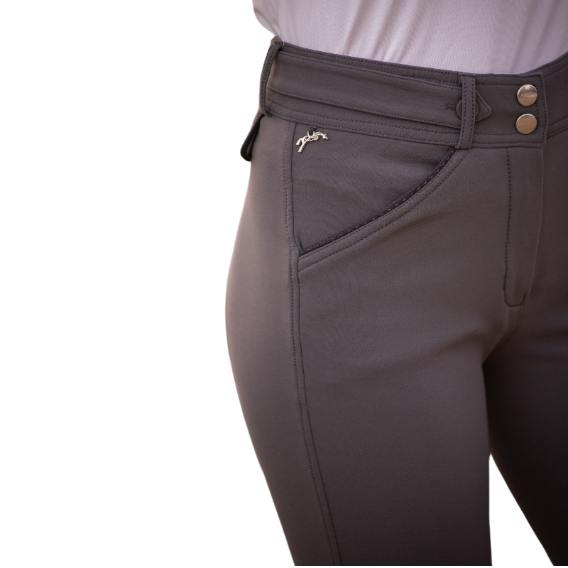 Pénélope - Pantalon d'équitation femme point sellier gris foncé