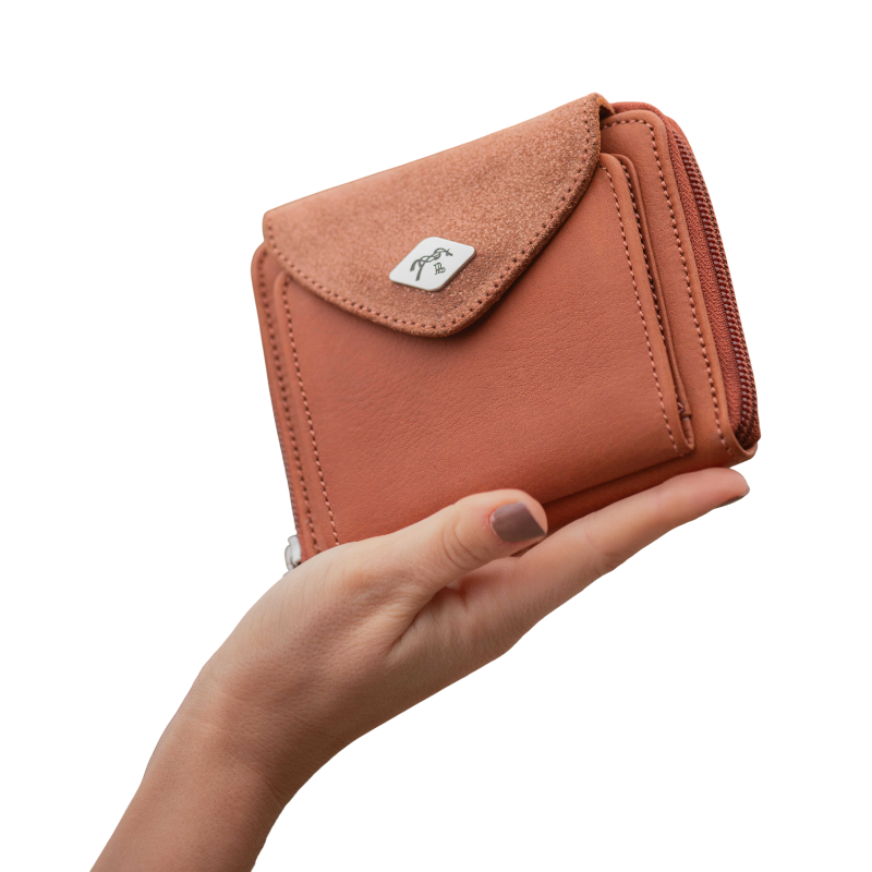Pénélope - Porte monnaie Clémence cognac glitter