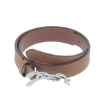 Pénélope - Ceinture femme Signature cognac/ argent | - Ohlala