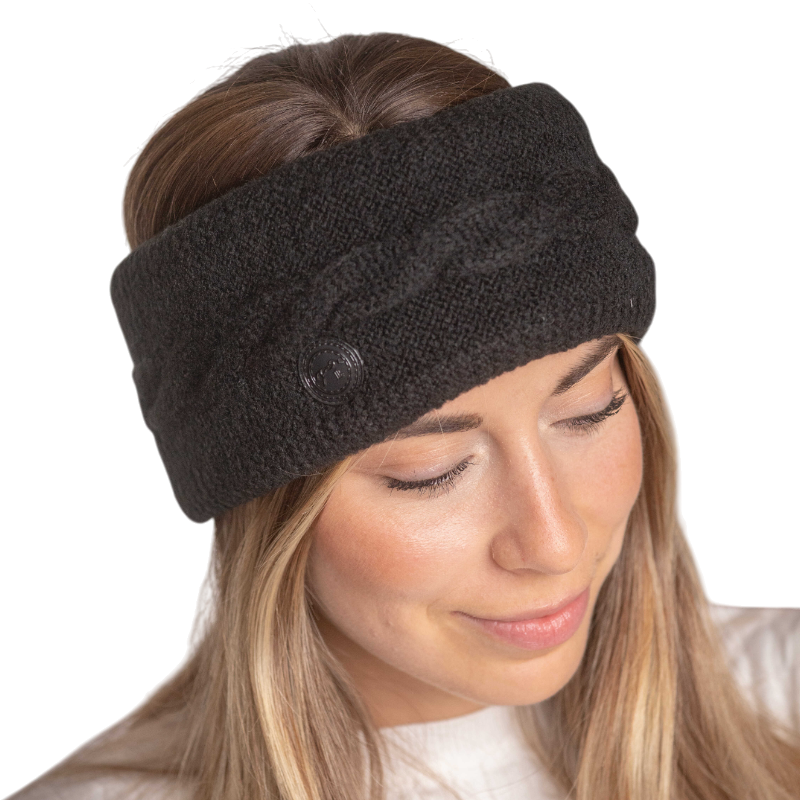 Pénélope - Bandeau tricoté femme Mel noir