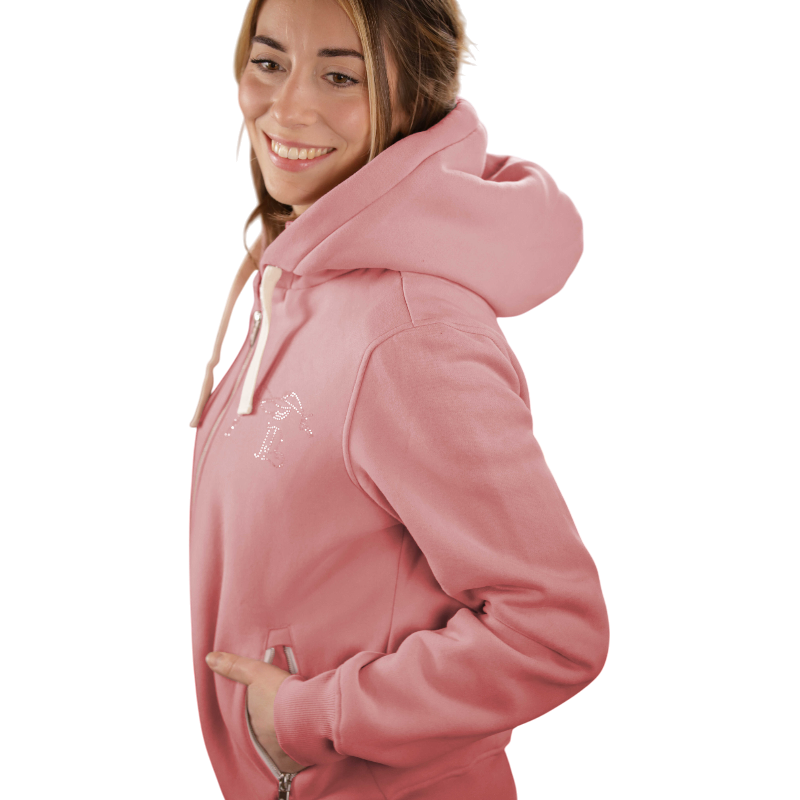 Pénélope - Sweat zippé femme Tressy vieux rose