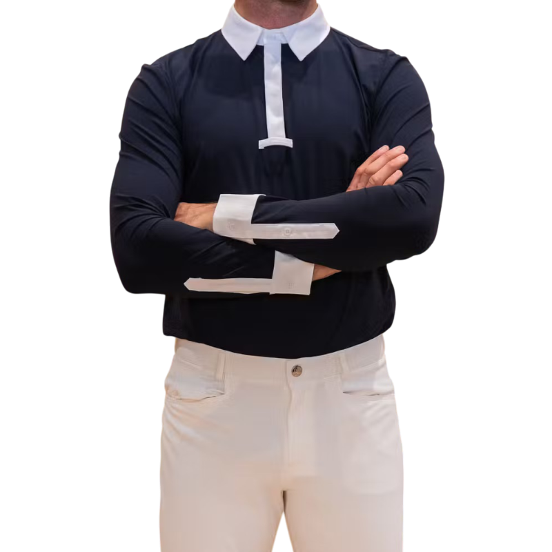 Kentucky Horsewear - Polo de concours manches longues homme Classic marine