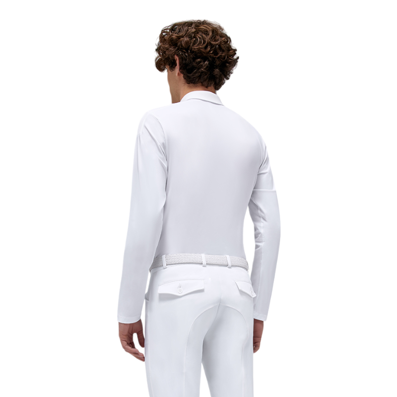 RG Italy - Polo de concours manches longues homme Perforated Competition blanc