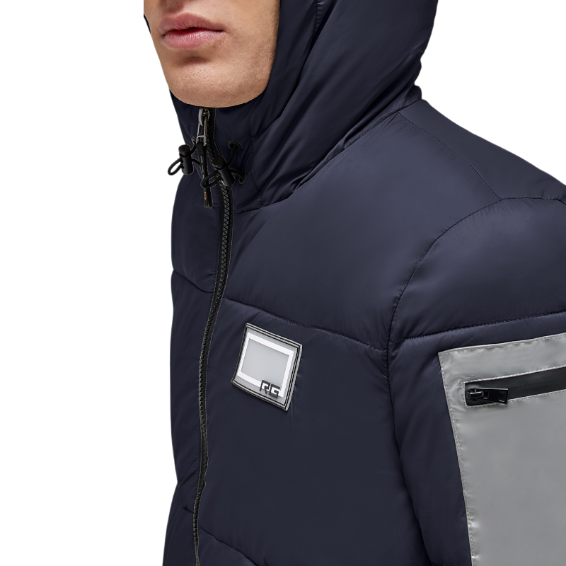 RG Italy - Doudoune manches longues homme Hooded Puffer marine