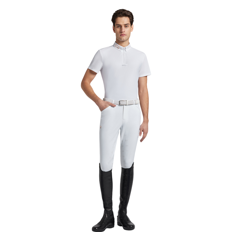 RG Italy - Polo de concours manches courtes homme Competition Zip blanc | - Ohlala