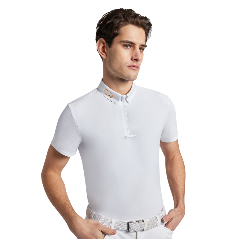RG Italy - Polo de concours manches courtes homme Competition Zip blanc | - Ohlala