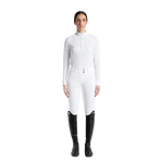 RG Italy - Polo de concours manches longues femme Strass Button blanc