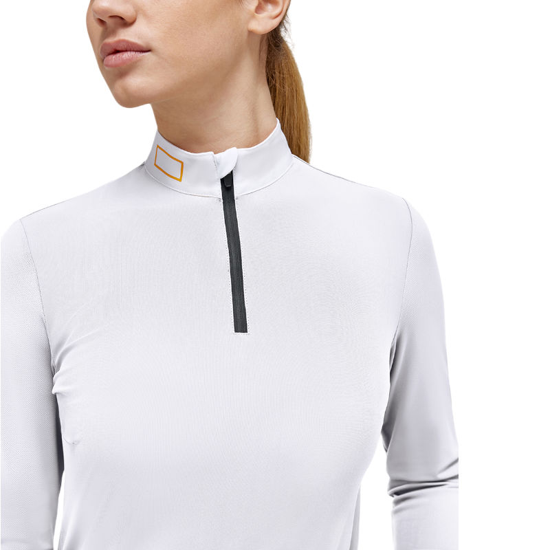 RG Italy - Polo de concours manches longues femme Zip Competition blanc | - Ohlala