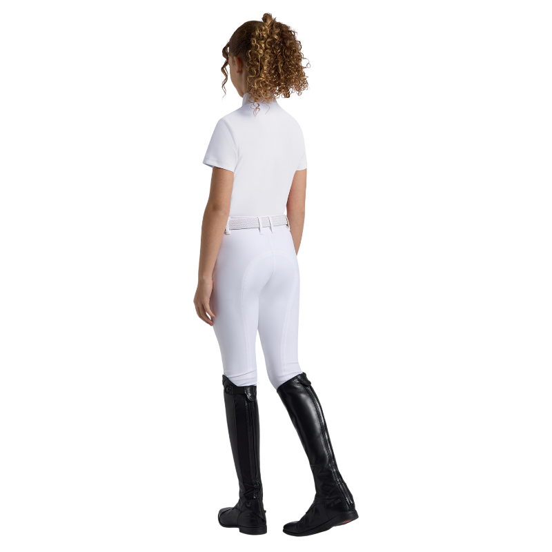 RG Italy - Polo manches courtes fille Strass Zip blanc