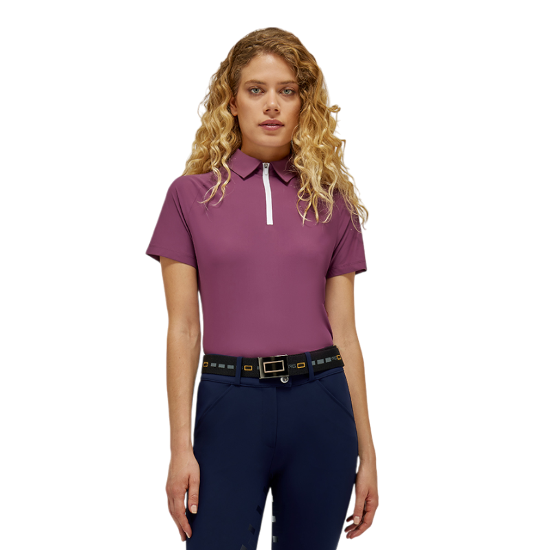 RG Italy - Polo technique manches courtes femme Training Zip violet | - Ohlala