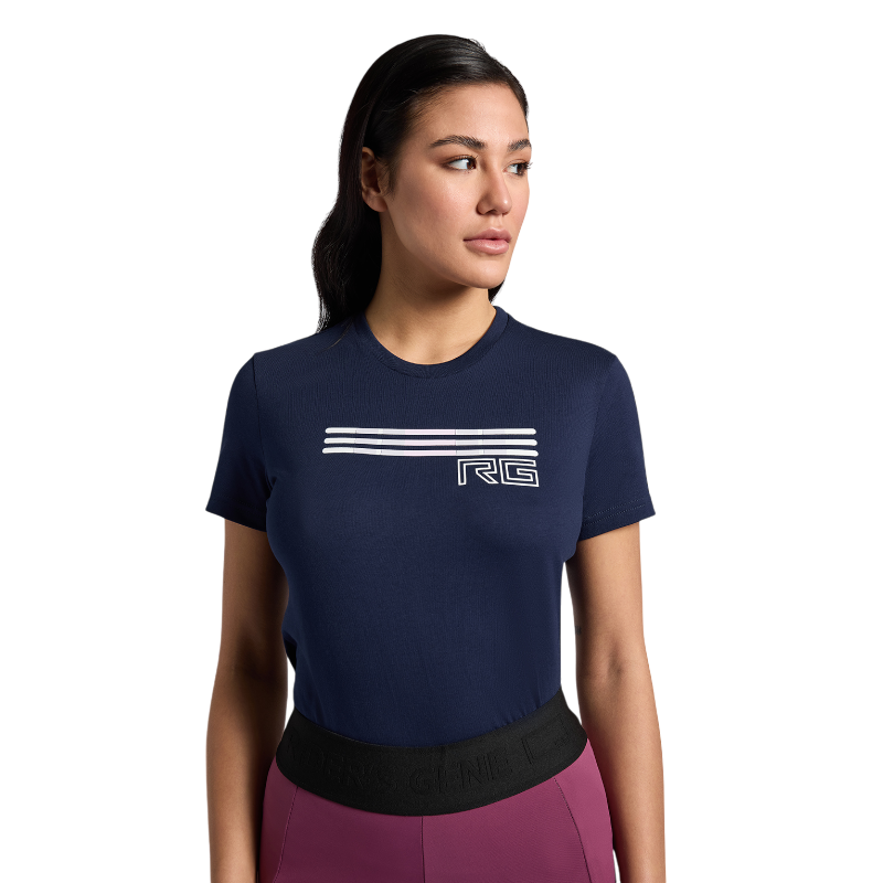 RG Italy - T-shirt manches courtes femme Triple Bar marine | - Ohlala