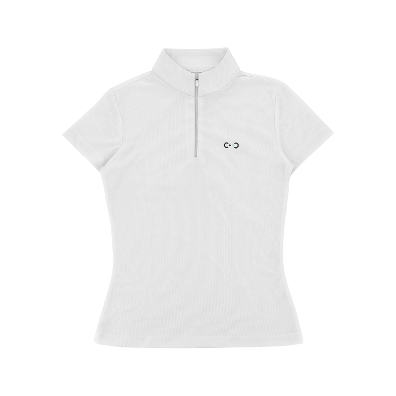 Riding World - Polo de concours manches courtes fille Roxane blanc