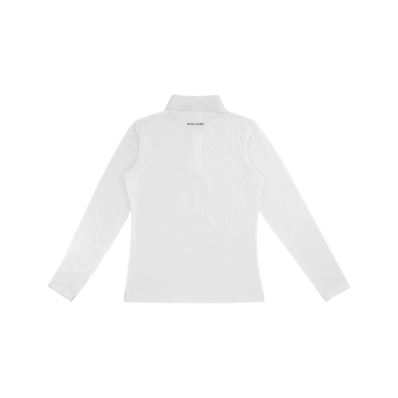 Riding World - Polo de concours manches longues fille Reine blanc