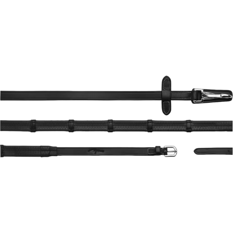 Dyon - Rênes caoutchouc 5/8 avec arrêtoirs et mousqueton Working noir