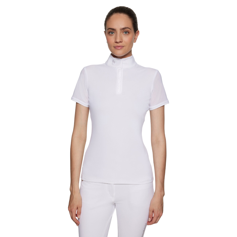 Samshield - Polo de concours manches courtes femme Roxy Premium blanc mesh