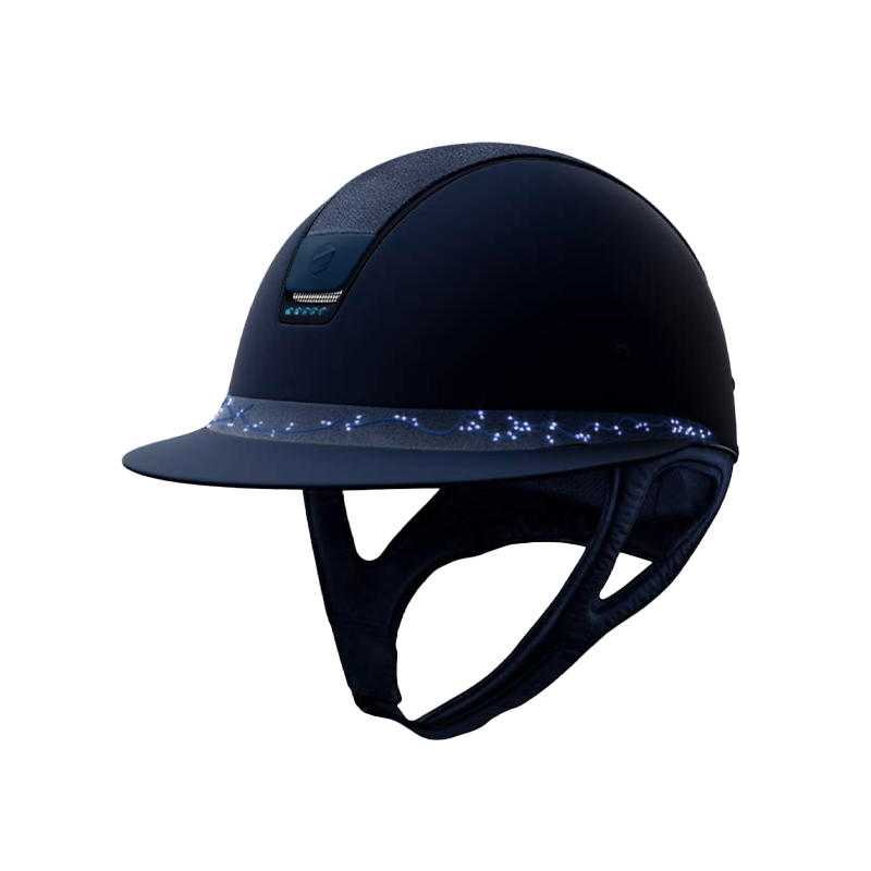 Samshield - Casque d'équitation Miss Shield Shadowmatt Paint bleu Alcantara bleu bande Crystal Leaf bleu 5 Swaroski bleu