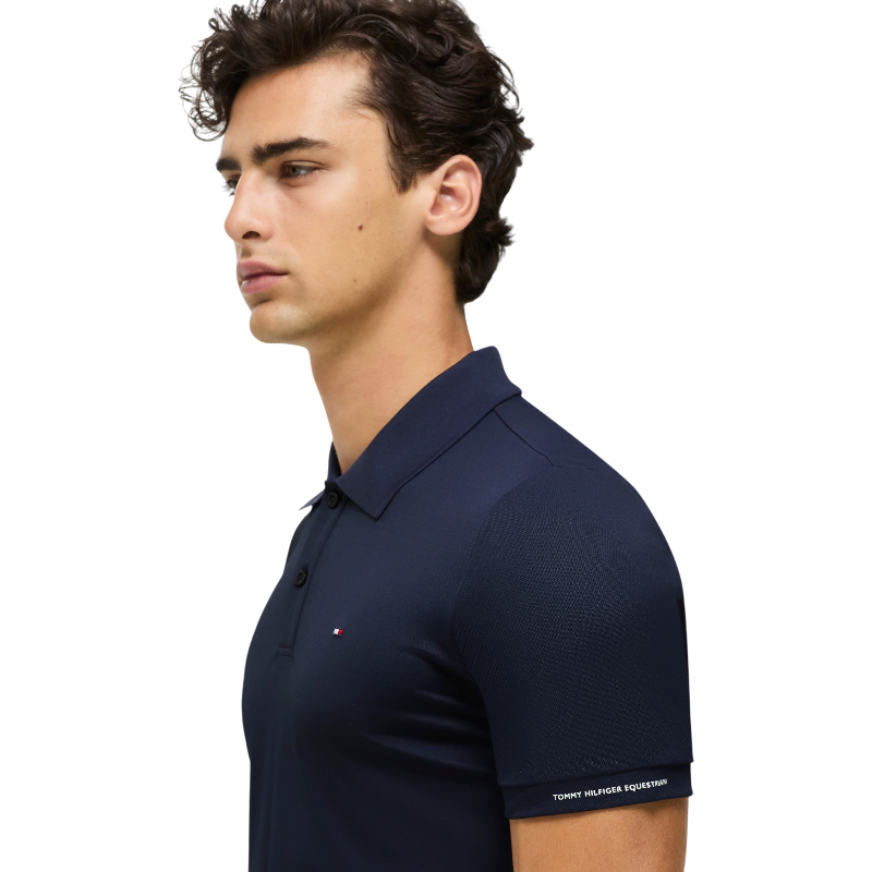 Tommy Hilfiger Equestrian - Heren rijpolo met korte mouwen Fresco desert sky