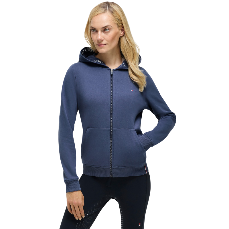 Tommy Hilfiger Equestrian - Dames rits-sweater lange mouwen Beverly faded indigo