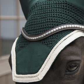Kentucky Horsewear - Bonnet anti-mouche wellington velvet contrast vert sapin | - Ohlala